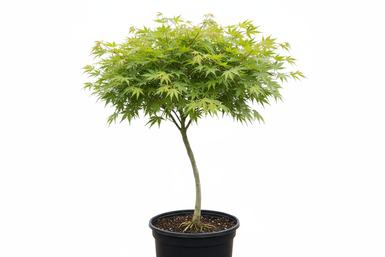 1 gallon japanese maple green leaves thin trunk 